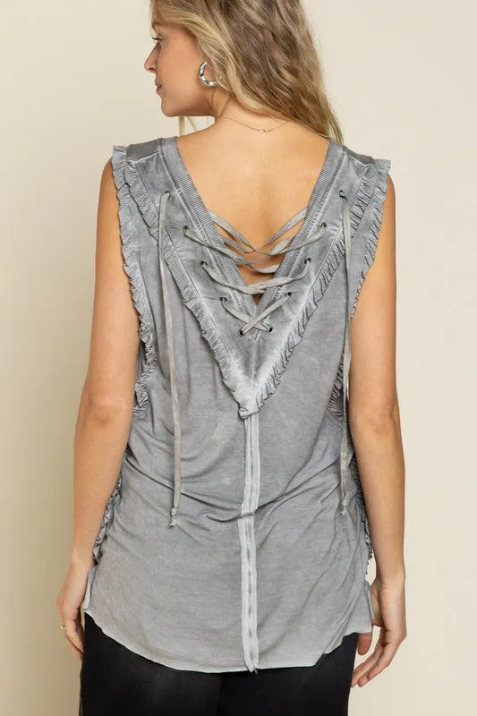 Kristy Criss-cross Lace-up Open Back Tank Top