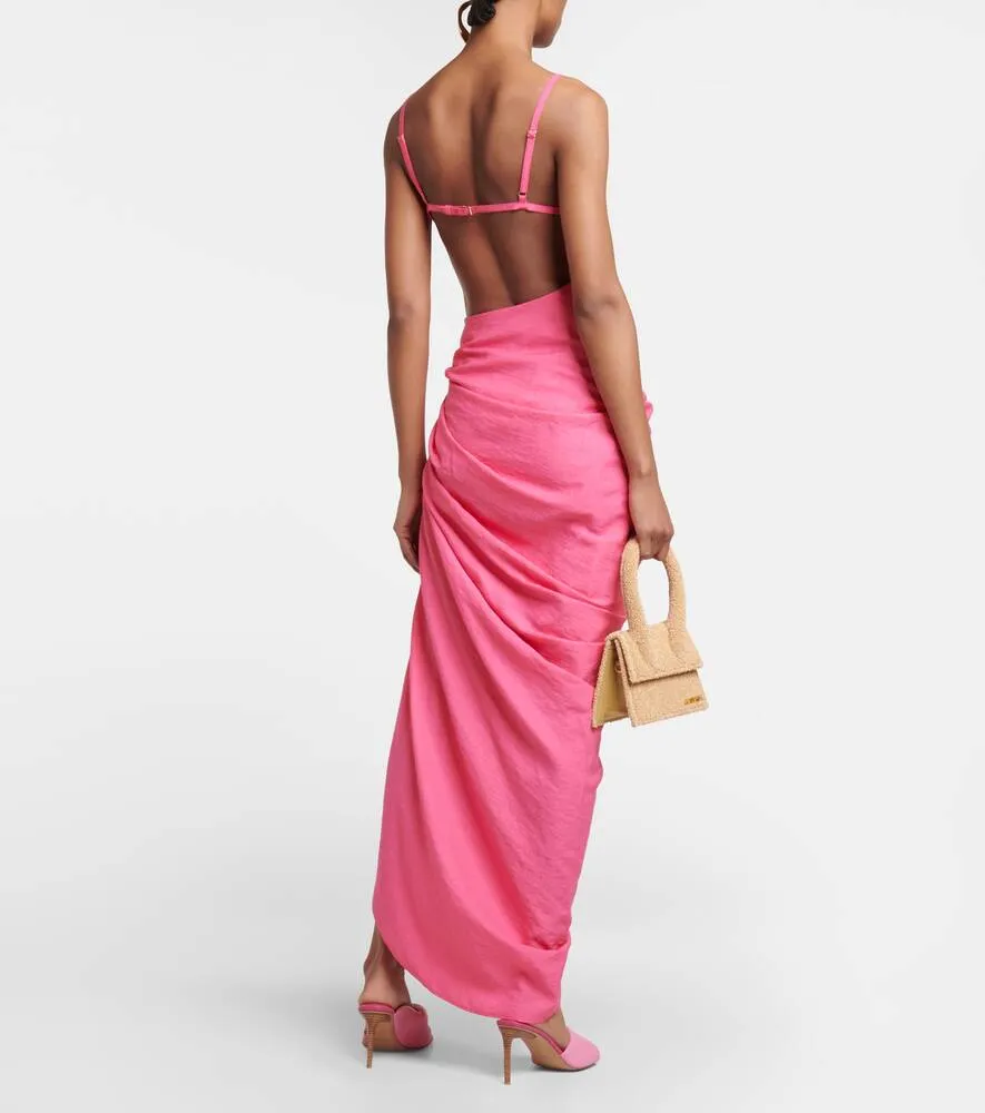 La Robe Saudade voile maxi dress JACQUEMUS, pink