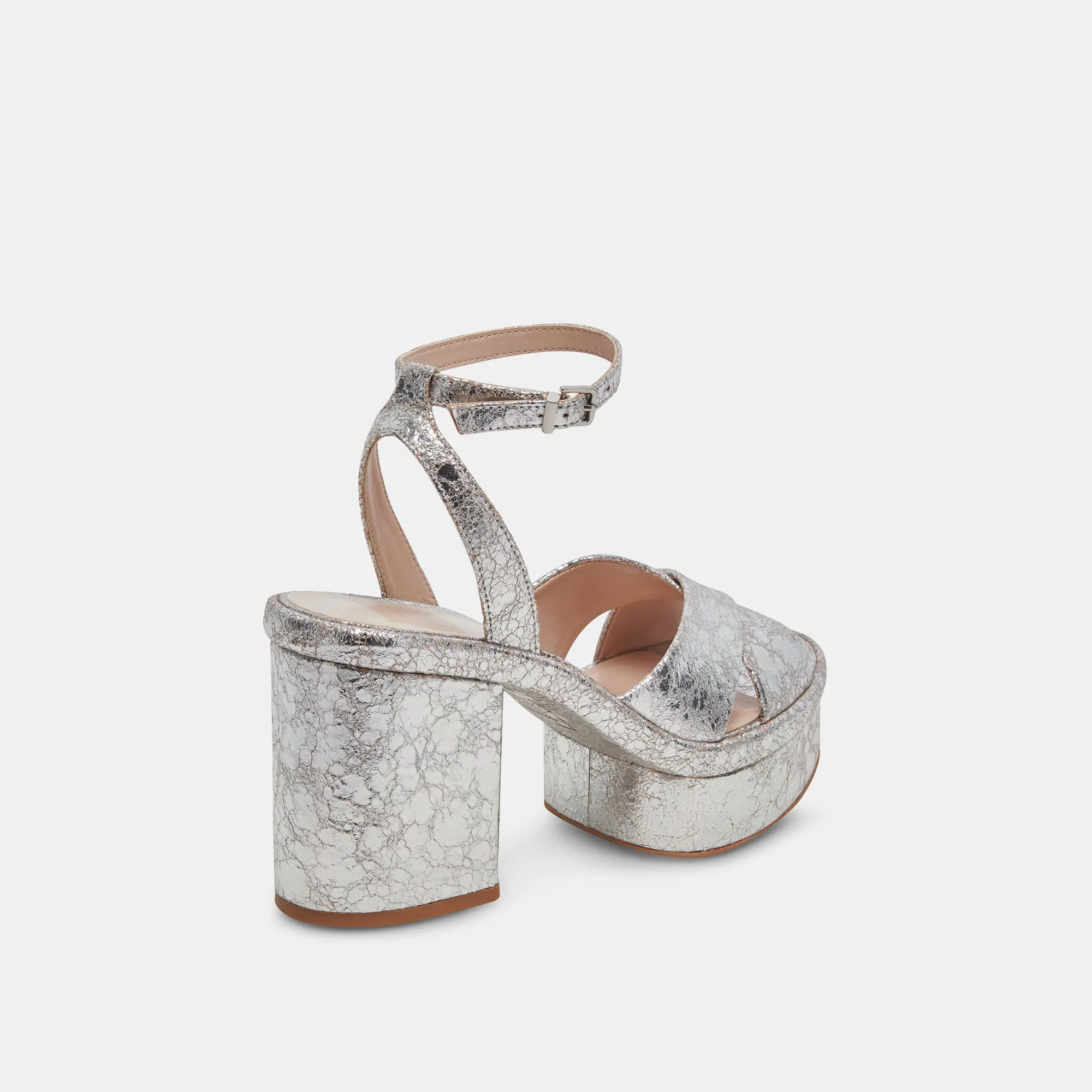 LAISHA HEELS SILVER DISTRESSED LEATHER