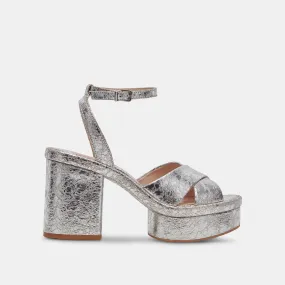 LAISHA HEELS SILVER DISTRESSED LEATHER