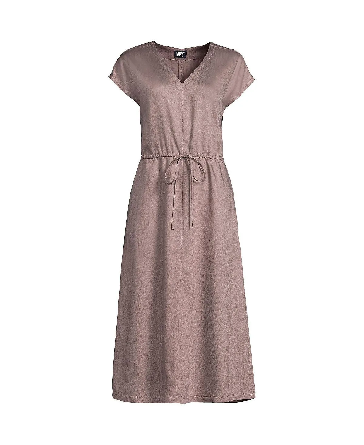 Lands' End Women's Tencel V-Neck Midi Dress