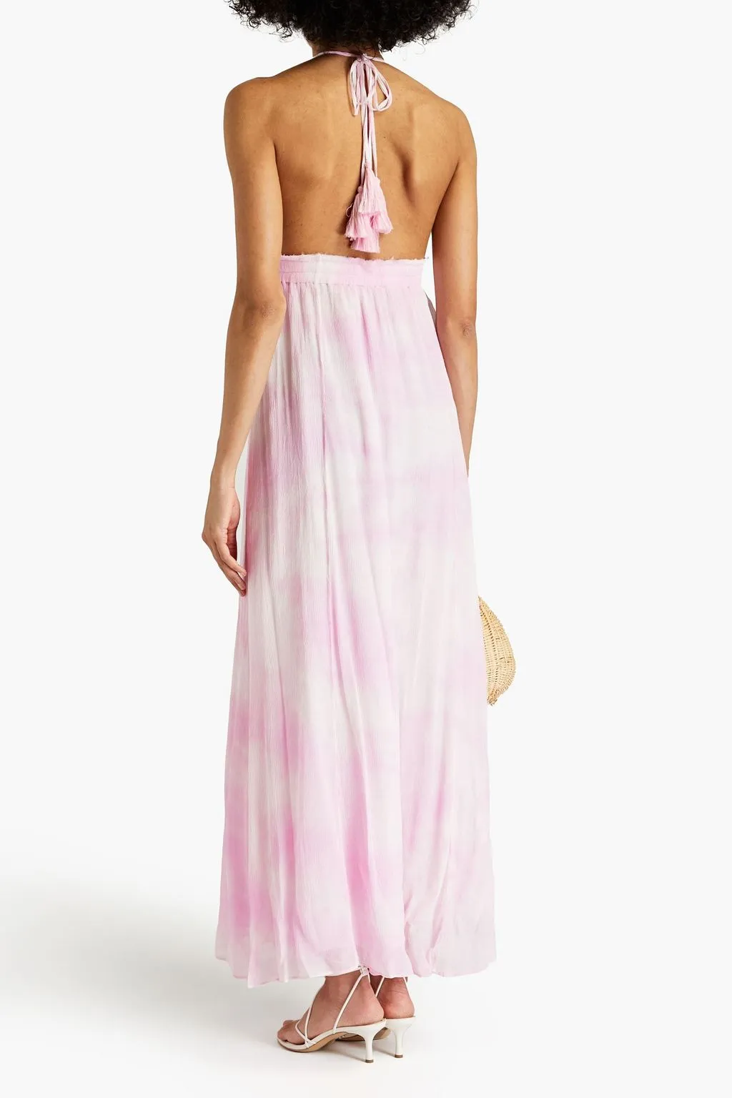 Livia silk creponne maxi dress with halter neck LOVESHACKFANCY, bubblegum