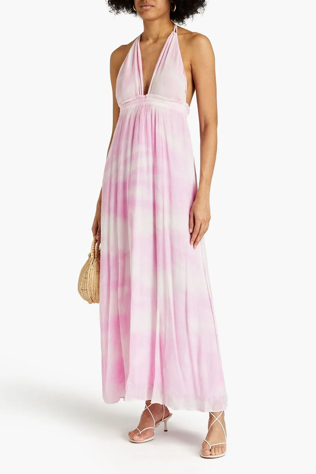 Livia silk creponne maxi dress with halter neck LOVESHACKFANCY, bubblegum