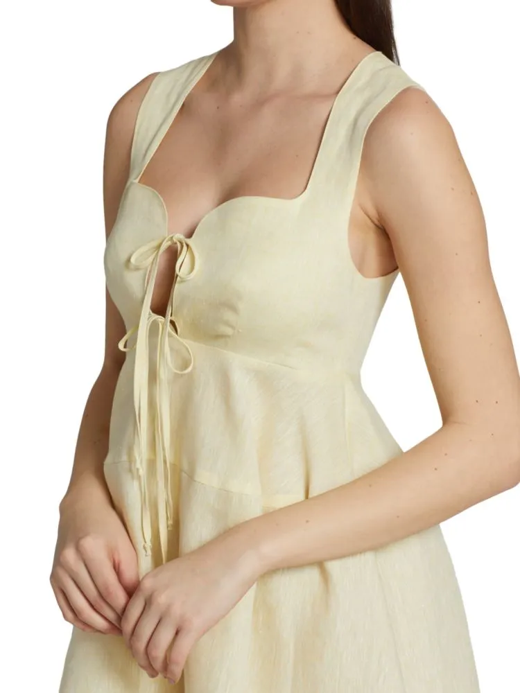 Matthew Bruch Tie Front Apron Mini Dress in Lemonade