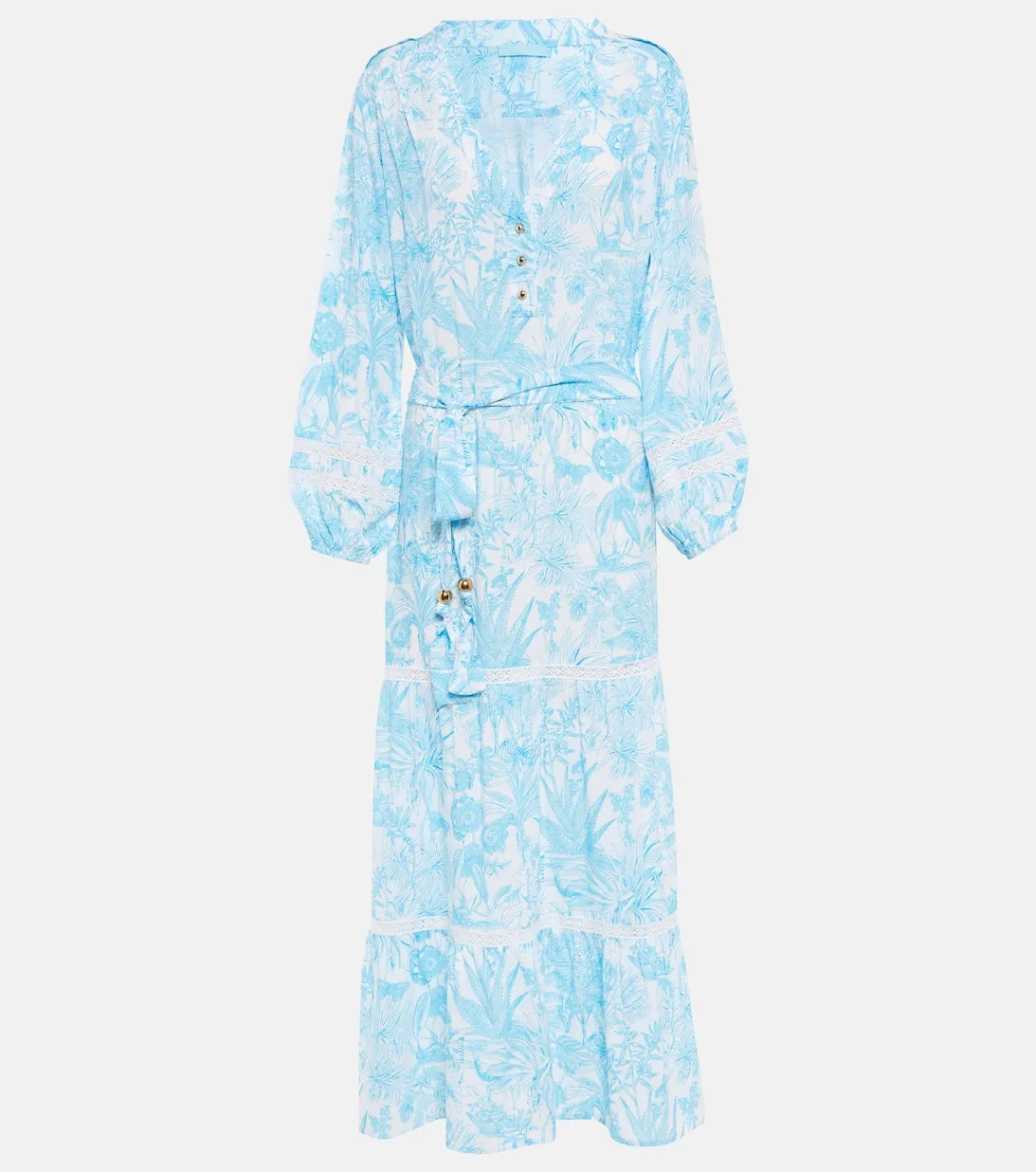 Maxi dress with Wisteria print MELISSA ODABASH, blue