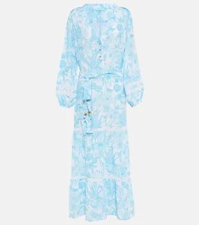 Maxi dress with Wisteria print MELISSA ODABASH, blue