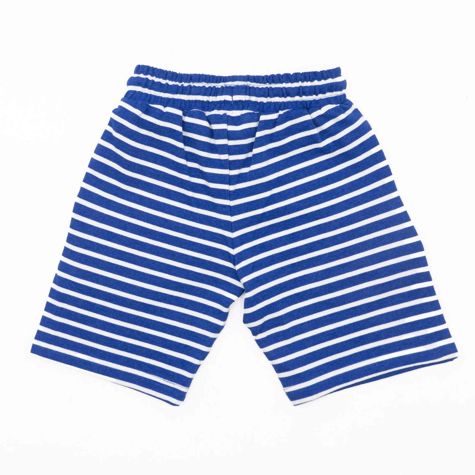 Mini Boden Boys Blue Striped Summer Shorts Drawstring Elasticated Waist with Pocket