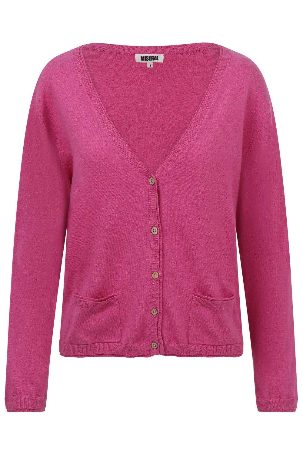 Mistral Cactus Flower Pink Double Rib Detail Melange Cotton Cardi