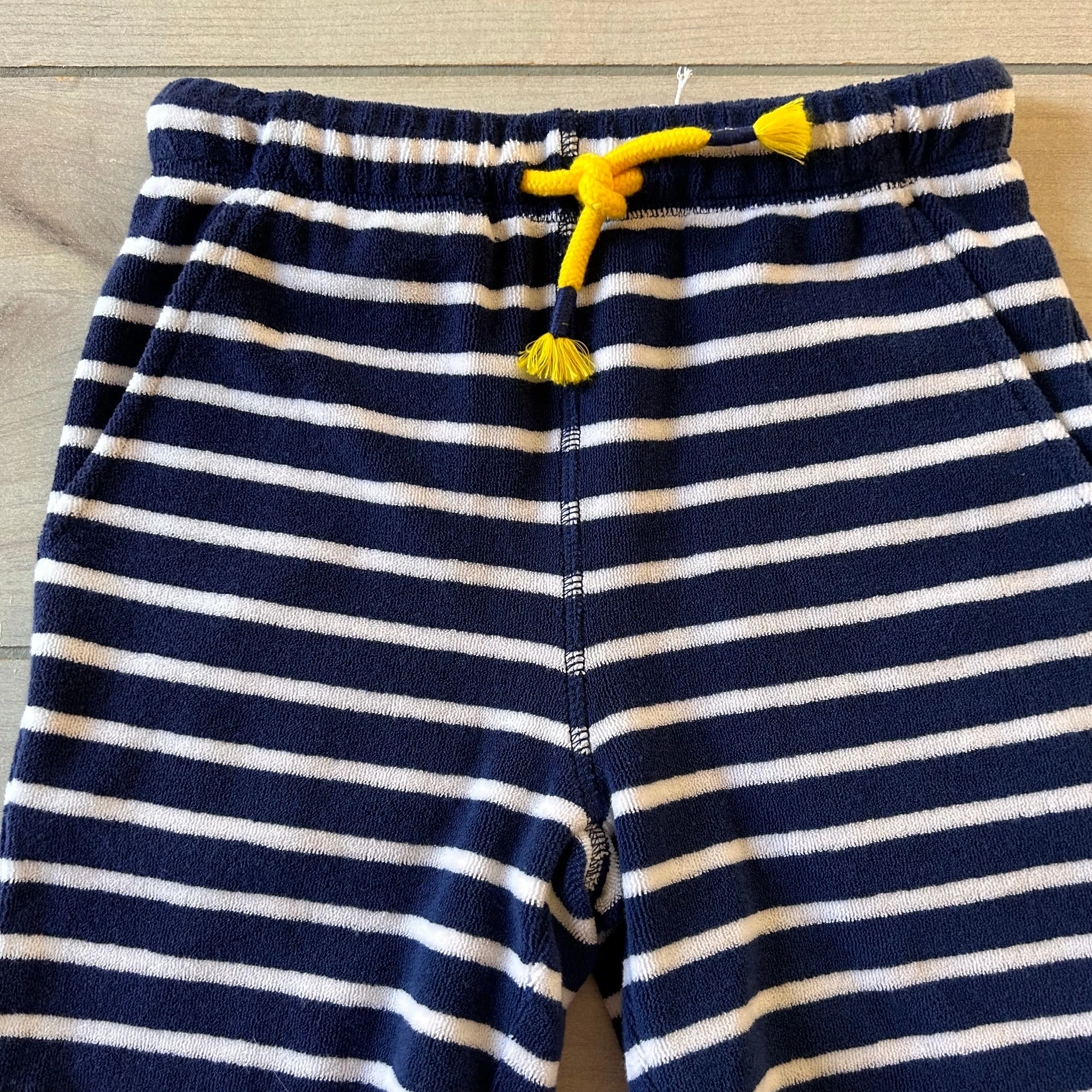 NWOT Mini Boden Navy Terry Striped Shorts