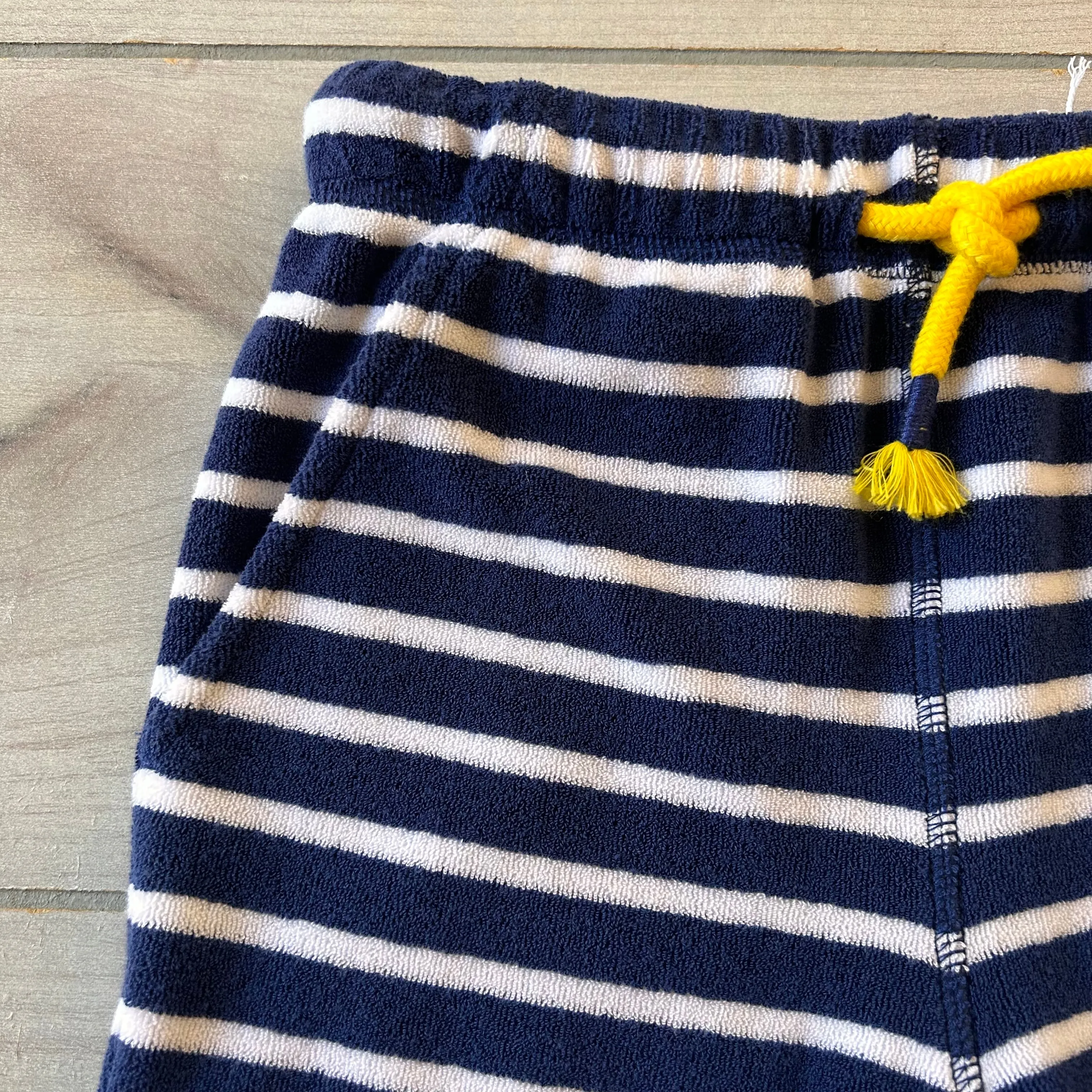 NWOT Mini Boden Navy Terry Striped Shorts