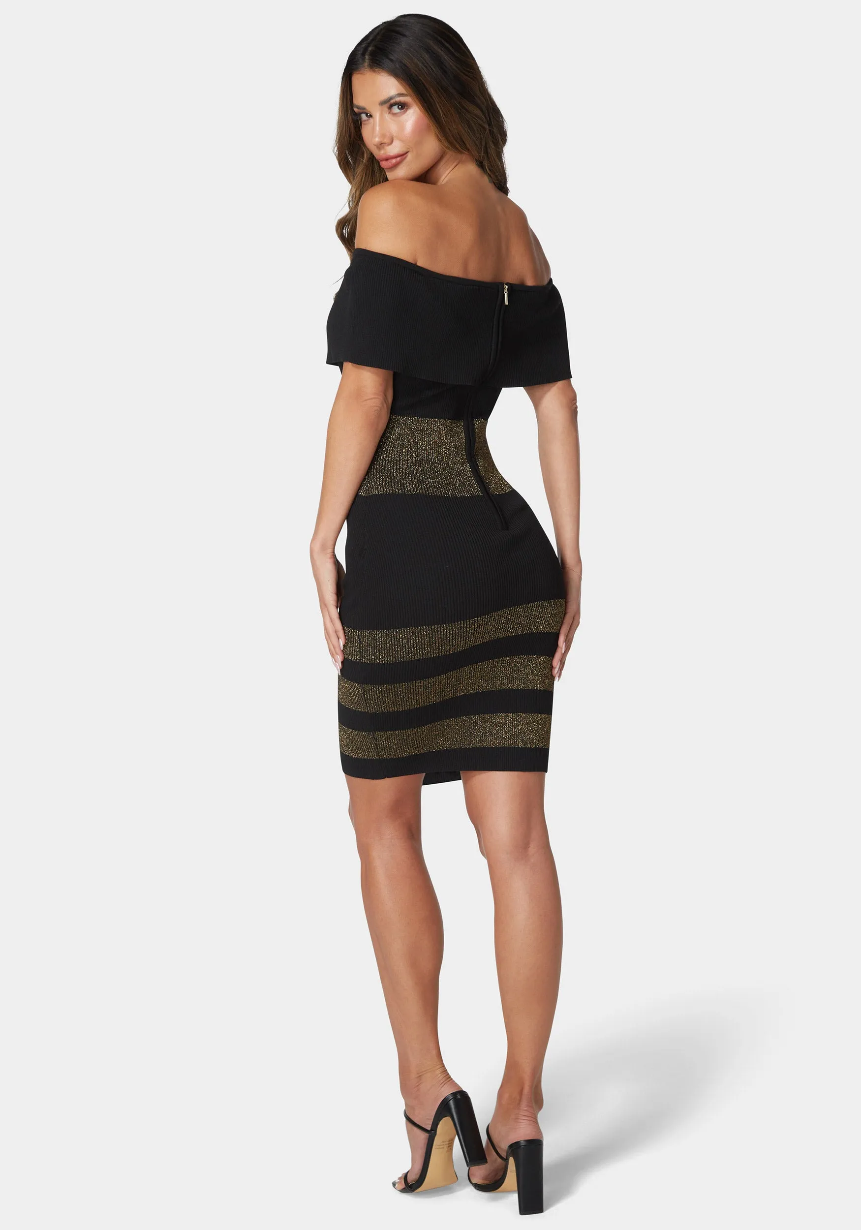 Off Shoulder Bandage Midi Dress