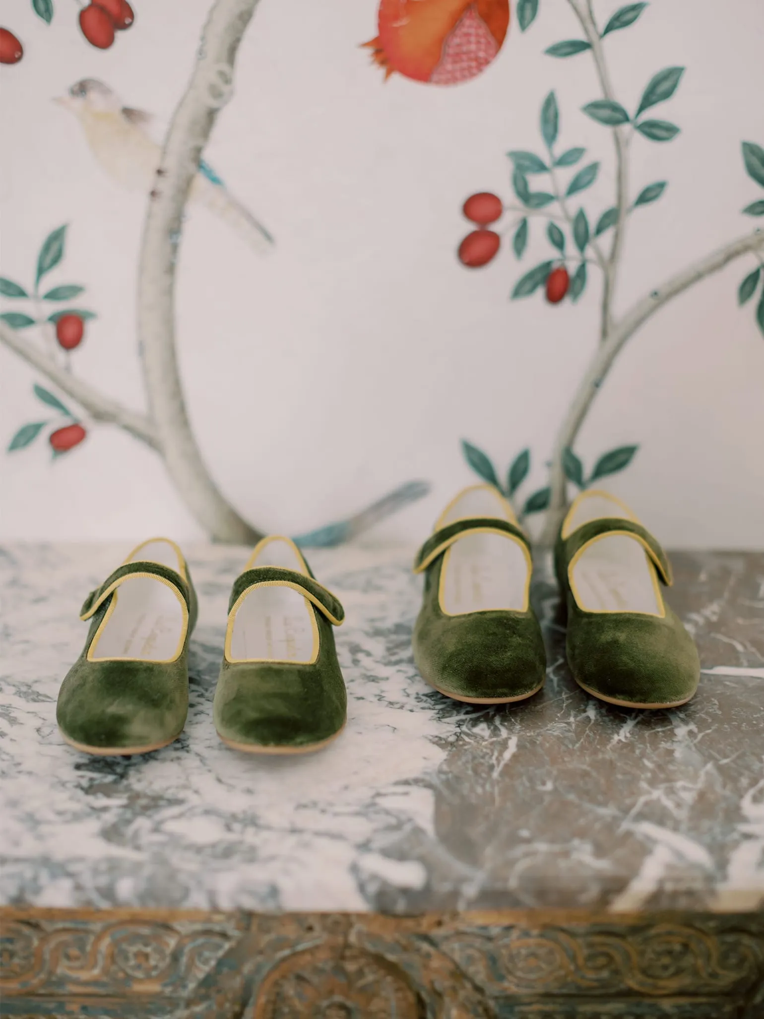 Olive Velvet Girl Mary Jane Shoes