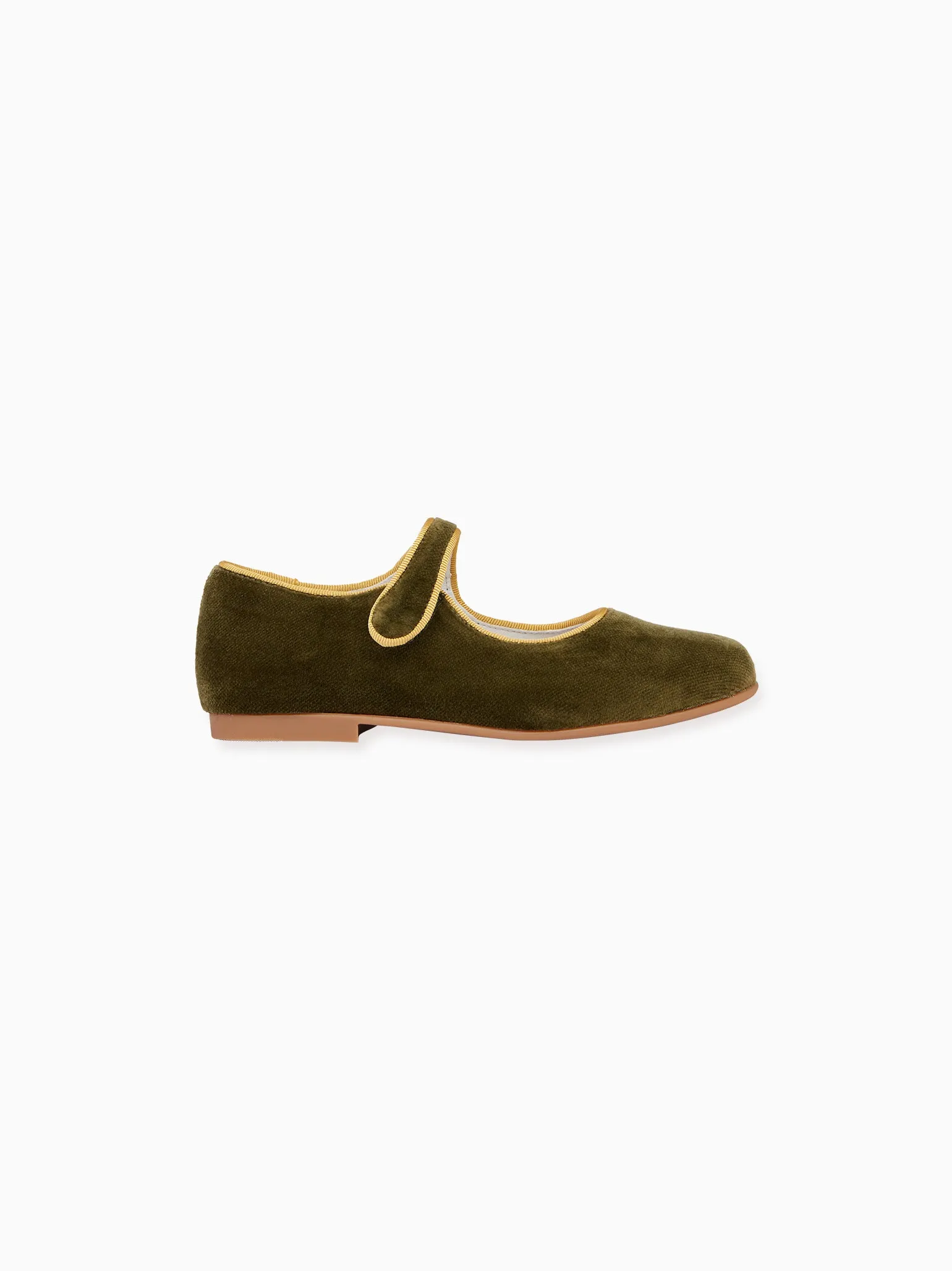 Olive Velvet Girl Mary Jane Shoes