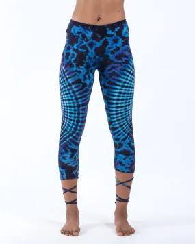 Oval Swirls Tie Dye Capri Leggings in Indigo