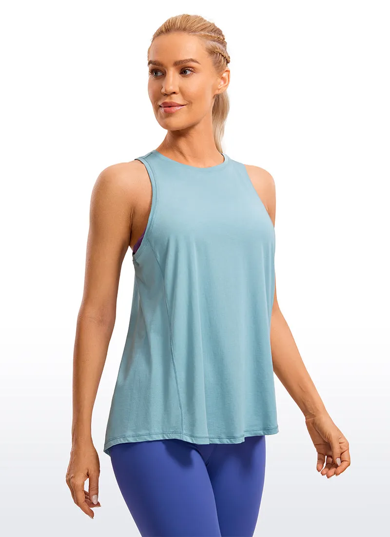 Pima Cotton High Neck Tank Split Open Back