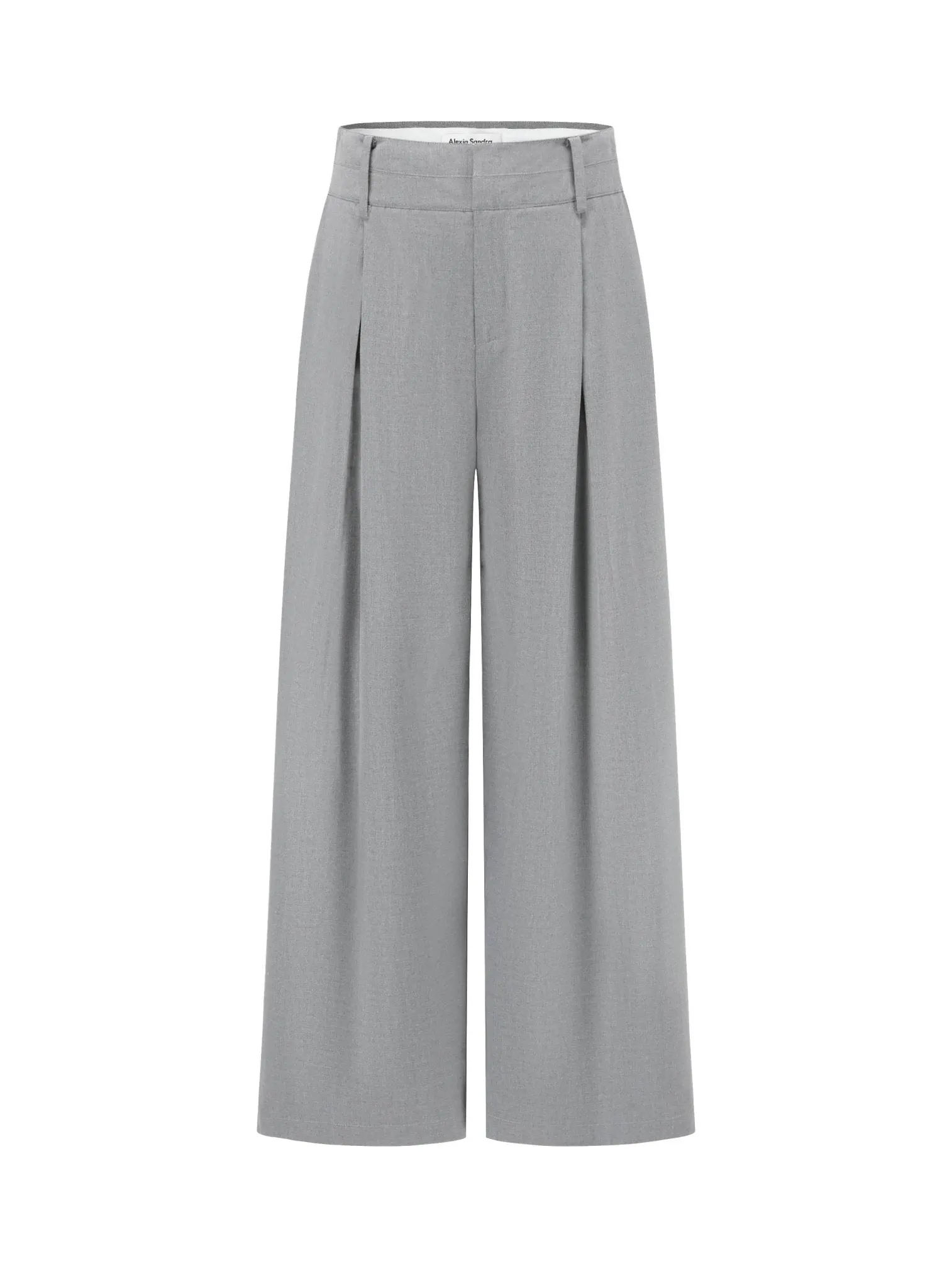 Pleated Wide-Leg Trousers in Grey