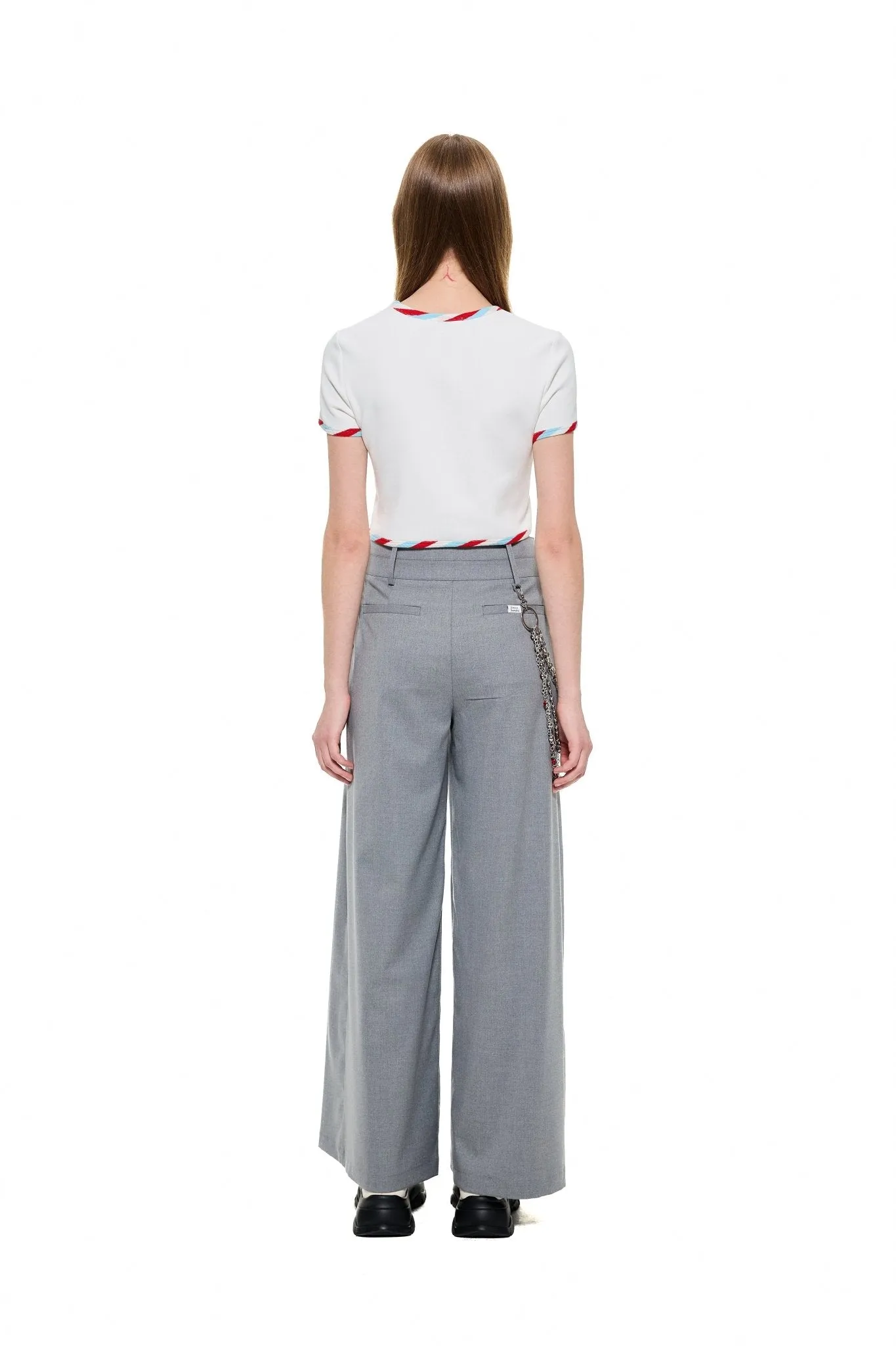 Pleated Wide-Leg Trousers in Grey