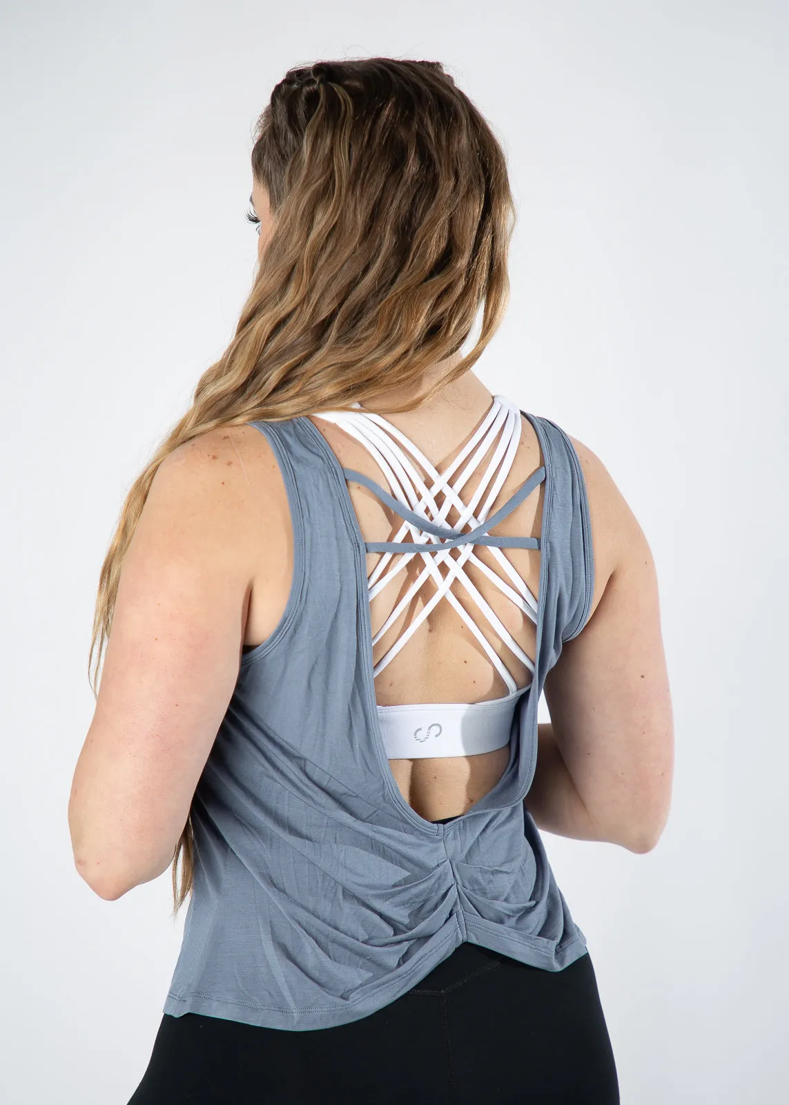 Scrunch Back Tank Top | Vintage Blue