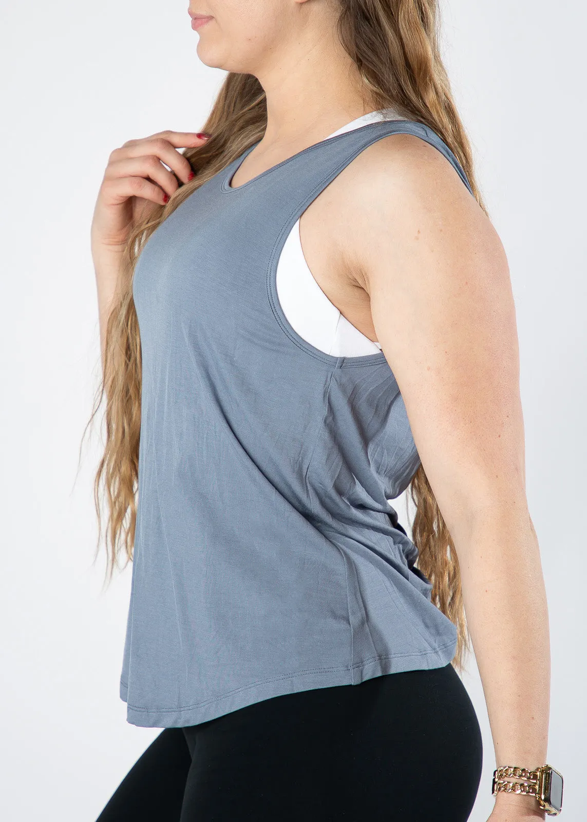 Scrunch Back Tank Top | Vintage Blue