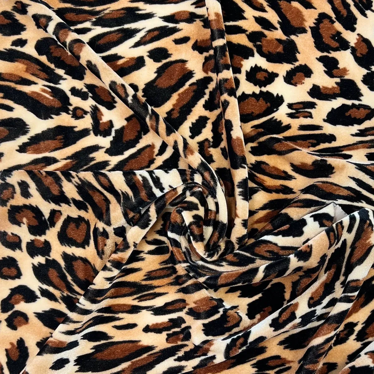 Snow Leopard Print Stretch Velvet Fabric