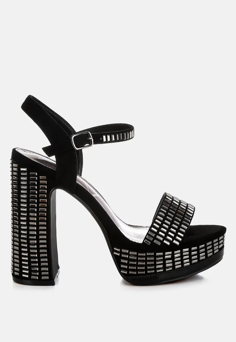 Starlet Rhinestones Embellished Ankle Strap Heels