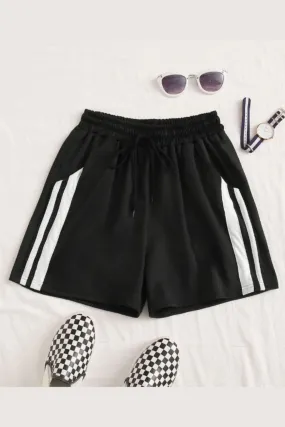 Striped Track Shorts Black