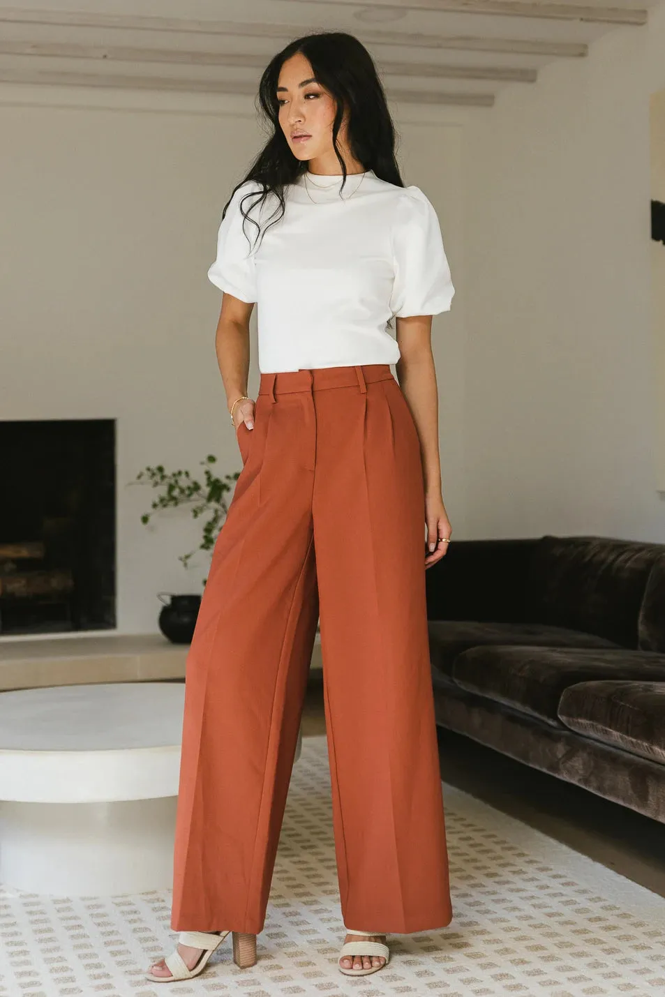 Tobi Wide Leg Pants in Rust - FINAL SALE