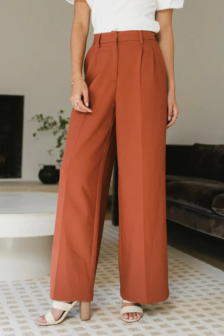 Tobi Wide Leg Pants in Rust - FINAL SALE