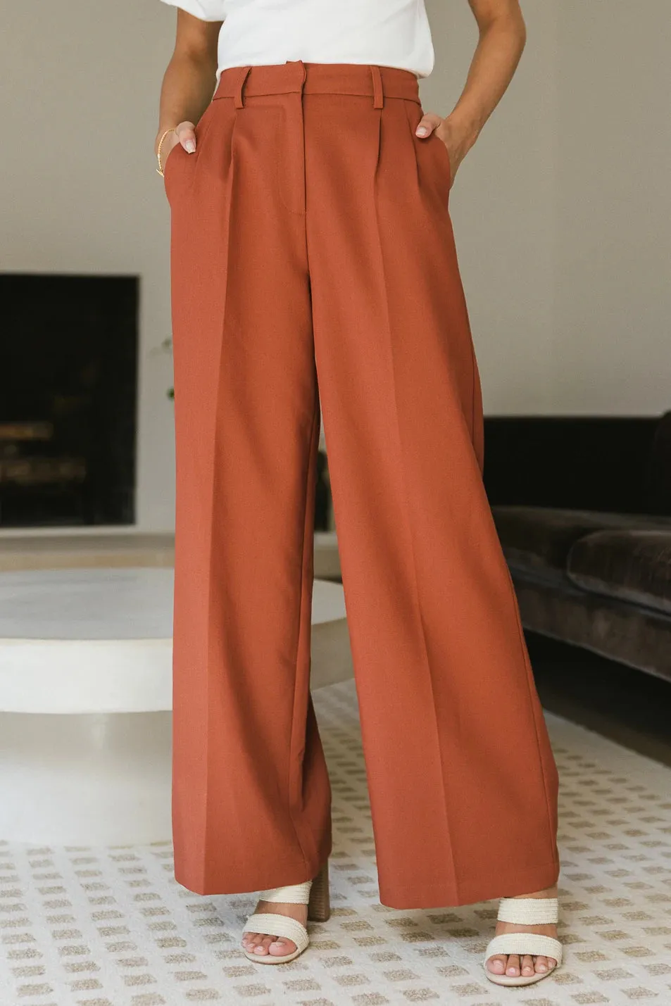 Tobi Wide Leg Pants in Rust - FINAL SALE