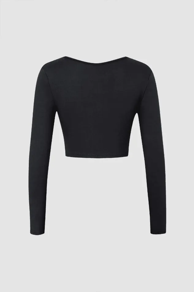 V-neck Long Sleeve Crop Top