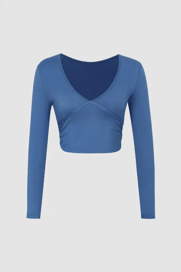 V-neck Long Sleeve Crop Top