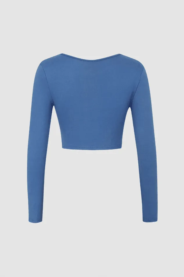 V-neck Long Sleeve Crop Top