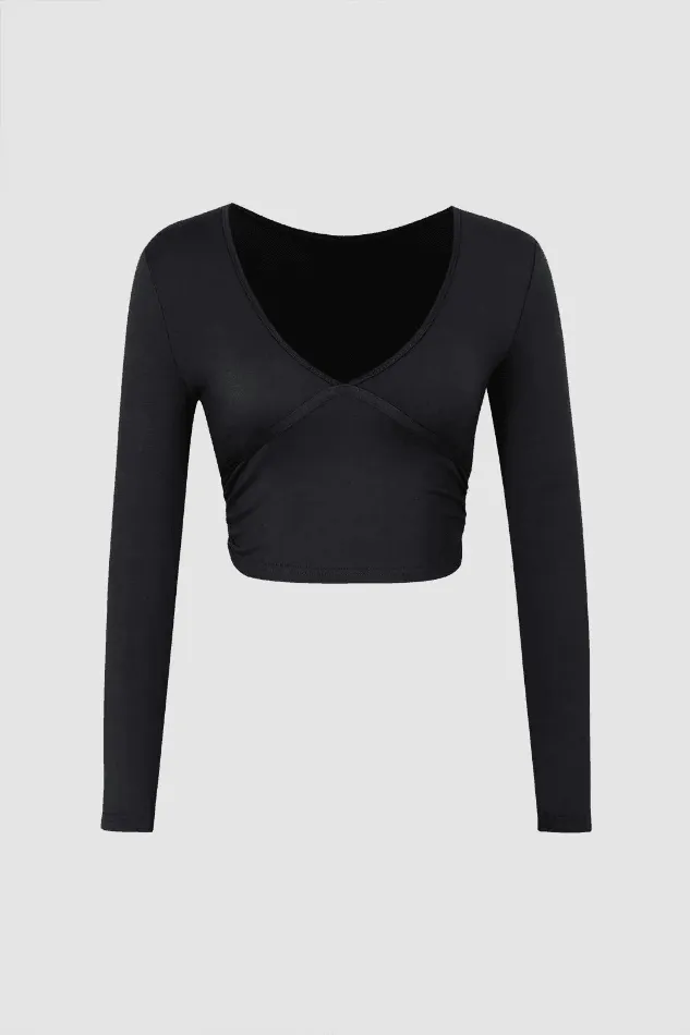 V-neck Long Sleeve Crop Top