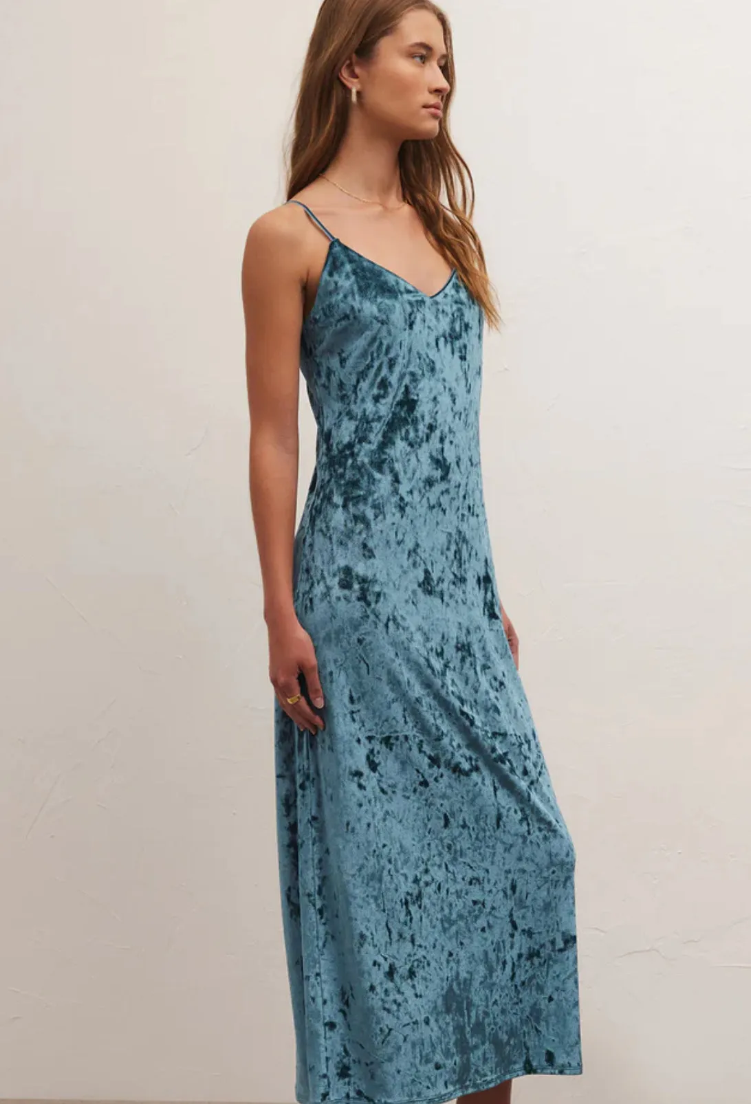 ZSUPPLY SELINA CRUSHED VELVET MIDI DRESS